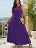 Comercio Exterior Transfronterizo Nuevo Estilo Africano Tallas Grandes Ropa para Mujer, Vestido de Tirantes Color Sólido Elegante y con Estilo, Vestido sin Mangas para Mujer