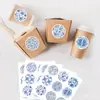 Hk099-T Pegatinas Redondas Decorativas de Porcelana Azul y Blanca, Pegatinas Selladoras Autoadhesivas para Sobres de Tarjetas de Felicitación, Pegatinas Decorativas con Patrón de Porcelana