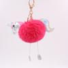 Unicórnio chaveiro imitação Rex coelho pele bola pingente PU couro desenhos animados Pony Plush Bag chaveiro fábrica atacado