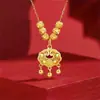 Colar com pingente de cadeado da paz oco com contas Liufu feminino novo design chinês 2024 novo design de contas de transferência corrente de clavícula da moda com temperamento