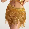 Cadena de Cintura de Danza del Vientre Blanca para Mujer Transfronteriza Chifón de Cuatro Capas con Lentejuelas Cinturón Práctica de Danza India Actuación Banda para Cadera Cintura
