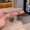 Brincos Vintage Vermelhos com Franjas Vazados Estilo Chinês com Cristais de Diamante Nicho Único High-end Novo Estilo