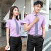 Camisa de negocios de manga corta para hombre y mujer, mismo estilo, ropa de trabajo para empresa, overoles, vestido formal para dama, primavera y verano