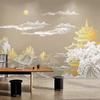 Pabellón Chino y Torre Fondo de TV Papel Tapiz Mural 3D Clásico y Elegante Papel Tapiz Simple y Atmosférico Revestimiento de Pared para Sala de Té