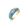 Anillo de apertura geométrica con gota de aceite en oro de 18 quilates bañado en joyería con microincrustaciones de cobre y circonitas de gran venta de fuentes transfronterizas antiguas de Europa y América.