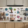 Adesivo à Prova de Óleo Desenho Animado Adesivo de Parede para Cozinha Adesivo de Parede para Fogão Coifa Filme Decorativo à Prova d'Água Resistente a Altas Temperaturas
