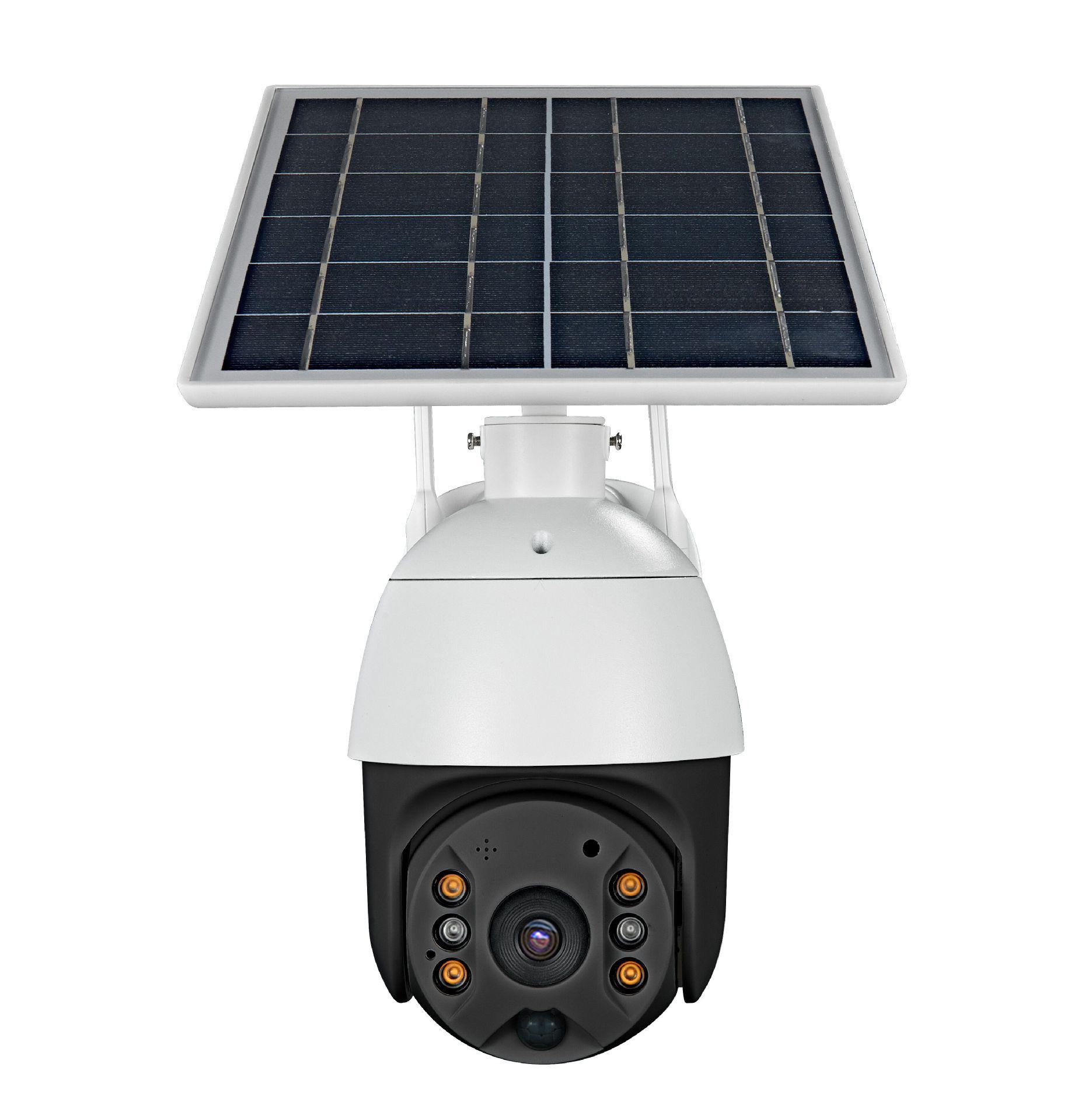 跨境户外无线4G插卡太阳能摄像头 旋转球机1080p 无网无