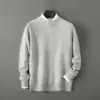 Suéter de Lana Pura Nuevo Otoño/Invierno Baicai Rong para Hombre Cuello Redondo Tejido Jacquard de Punto de Alta Gama Básico Sencillo para Negocios