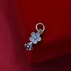Pingente pequeno de flor em prata de lei S925 Charm sólido de flor de pêssego Fio para pulseira DIY Miçangas Materiais de acessório de joia de prata