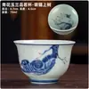 Taza de té vintage azul y blanco, taza invertida, cerámica Dehua, diseño de paisaje, uso doméstico, juego de té kung fu, taza para invitados, venta al por mayor de fabricante