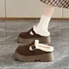 Zapatillas de Casa de Felpa Cerradas Talla Grande Zapatos de Algodón para Mujer Estilo Nuevo 2026 Para Usar Afuera Suela Gruesa Para Mujeres Embarazadas Pies Anchos y Gruesos Calidez Birken Algodón