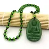 Collar de Jade Verde Ocho Deidades Guardianas Greates Imitación de Vidrio Jade Guanyin Pareja para Hombres y Mujeres, Buda del Año de Nacimiento Collar de Obsidiana