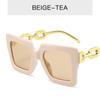 Gafas de Sol de Cadena con Marco Transfronterizo Europeo y Americano, Marco Grande, Gafas de Sol INS, Celebridad de Internet, Gafas de Sol Retro de Moda para Mujer
