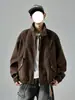 Chaqueta de Motociclista de Cuero PU con Cuello Alto Desestructurado Americana para Hombre Otoño Nueva Llegada Marca de Tendencia Alto Diseño Streetwear Rudo Fresco Chaqueta de Cuero Ropa de Abrigo