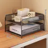 Suporte de mesa para arquivos, caixa de armazenamento de arquivos compartimentada vertical de metal, organizador e suporte de armazenamento de documentos para estação de trabalho de escritório