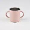 Vaso de Agua de Acero Inoxidable 304 para Niños con Doble Asa, Vaso Recto para Beber, Vaso Aislado de Doble Pared Antiescaldaduras, Vaso Portátil para Enjuague Bucal