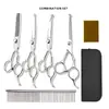 Conjunto de suprimentos para tosa de animais de estimação, tesouras profissionais de limpeza e tosa, ferramentas especializadas para corte de pelo para gatos e cães, cor prata, tudo-em-um