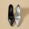 Tacones Altos Plateados para Mujer 2026 Primavera/Otoño Nuevos Impresionantes Cómodos Tacones Finos con Estilo para Vestidos de Noche Zapatos de Salón Metálicos Puntiagudos