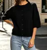 Cárdigan de lana tejido de cuello redondo, manga media, para mujer, otoño 2026, estilo europeo y americano transfronterizo, corte holgado, hombros caídos, con botones, prenda de abrigo para mujer