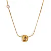 Colar com pingente fofo de design de nicho europeu e americano, aço inoxidável banhado a ouro 18K, letra de bolha, zircônia unilateral, colar de corrente S para mulheres