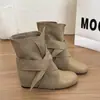 Botines cortos vintage a juego con tacón oculto, botas adelgazantes para mujer Bai 2026 estilo plano para falda, nuevos de verano, negro