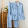 Pijama Estilo Novo 2026, Algodão Puro Primavera e Outono, Pode Ser Usado Fora, Cardigan Oversized de Manga Longa de Alta Qualidade, Conjunto 100% Algodão