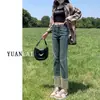 Jeans Cigarette de Cintura Alta Azul Nostálgico de Nicho Feminino Nova Coleção Primavera Slimming para Corpo em Forma de Pera Calças Retas