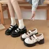 Zapatos Pequeños de Cuero con Suela Gruesa Estilo Retro 2026 Nueva Llegada Primavera/Verano Zapatos Individuales de Nicho Aumentadores de Altura Zapatos Mary Jane con Lazo Aumento de Altura Interior