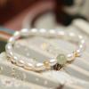 Pulsera de Perlas de Agua Dulce Nuevas Tipo Arroz Jade Hetian Pulsera de la Mejor Amiga para Mujer Pulsera de Cuentas Redondas Retro Estilo Chino