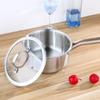 Olla de leche de acero inoxidable 304, estilo coreano, de doble fondo, con una sola manija, pequeña, para uso doméstico, con fondo antiadherente, para cocina de inducción y vaporera de doble capa.
