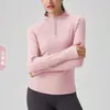 Chamarra de Yoga Transpirable Antibacterial Cruzada con Media Cremallera para Mujer, Ajuste a la Cintura, Corte Delgado, Versátil, Secado Rápido, Top Deportivo Fitness de Manga Larga
