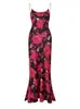 Zt6777 Nuevo Vestido Sexy con Tirantes Estampados de Cintura Alta Bodycon Delgado Largo Estilo Europeo y Americano