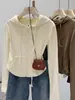Suéter Cárdigan con Capucha Estilo Puro Deseo para Mujer Otoño e Invierno Nuevo Ajustado Casual Adelgazante Manga Larga Corto Top de Tela Rústica Moderno