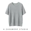 Estilo Nuevo Invierno 2026 100% Cachemira Cuello Redondo Tejido de Punto Manga Corta Mujer Cable Metálico Color Sólido Suéter de Cachemira