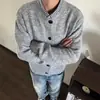 Cardigan suéter versátil e relaxado com gola redonda estilo retrô Cleanfit, suéter casaco estilo preguiçoso macio e aconchegante com gola henley para o inverno