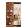 Tablero perforado estilo vintage, espejo deslizante, perchero de madera maciza, espejo de cuerpo entero para colgar en la pared, espejo de montaje en pared para dormitorio