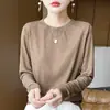 Suéter de Tricô Fino Lyocell Estilo Coreano com Gola Redonda para Mulheres, Nova Coleção Primavera/Verão 2026, Camisa Básica Versátil Simples, Top Elegante