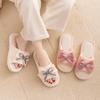 Pantuflas de Lino Amazon Transfronterizas Pantuflas de Satén con Lazo para Interiores Pantuflas de Algodón y Lino Gruesas para el Hogar Estilo Europeo y Americano para Mujer