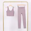 Conjunto de Chaleco en U y Pantalones Cortos Lulu Df con Etiqueta, Disponible para Envío Directo, Cuello Alto Ajustado, Conjunto de Yoga Elástico