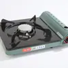 Estufa de cassette verde ultradelgada, estufa de gas de sobremesa, adecuada para viajes por carretera, picnics al aire libre y preparación de té; compatible con varios utensilios de cocina
