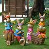 Decoração de Pátio Externo Jardim Ornamentos Vaso de Flores Coelho Desenho Animado Animal Escultura Paisagem de Jardim Miniatura