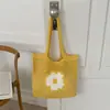 Bolsa de Punto Floral Otoño Malla Verde Menta Bolsita de Ganchillo Atmosférica Bolso Tote de Hombro de Gran Capacidad Producto Terminado