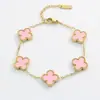 Pulsera Popular Transfronteriza de Trébol de Cuatro Hojas de la Suerte Oro de 18K Nácar de Doble Cara Estilo Europeo y Americano de Moda Nuevo Estilo Versátil