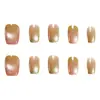Pó de Goiaba Contas de Vidro Olho de Gato Textura de Alto Padrão Estilo Menina Estilo Irmã Real Unhas Postiças Curtas 30-t Unhas Usáveis