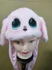 Gorra de felpa con orejas de conejo luminosas para apretar a mano, con bolsa de aire, orejas móviles, gorra de dibujos animados para padres e hijos