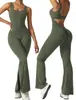 Mono de Yoga de Una Pieza con Pantalón de Campana, Ceñidor de Cintura, Favorecedor de Espalda, Levantamiento de Glúteos, Ajustado, Sin Mangas, Secado Rápido, Jumpsuit Deportivo de Fitness para Mujer