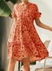Vestido Casual Holgado de Manga Corta con Botones y Cuello en V Estampado para Primavera y Verano 2023 de Estación Independiente Europea y Americana Amazon Ropa de Mujer