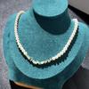 Celebérrimo de Internet Mismo Estilo Verano Sexy Corto Collar de Perlas de Agua Dulce Natural Plata Rota Varias Cadenas de Cuello Bicolores para Mujeres