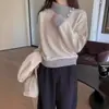 Suéter pulóver de estilo coreano con bloques de color irregulares y cuello camisero para mujer, otoño e invierno, casual y holgado, juvenil y suave