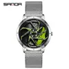 Reloj de cuarzo Sanda para hombre, moderno, sencillo, resistente al agua, creativo, hueco, de cuarzo, con rueda, electrónico.